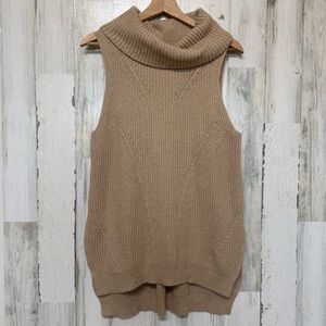 Anthropologie Angel Of The North Turtleneck Sweater Vest Size L Wool Blend Cream